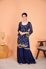 Sunehri Blue Sharara Set