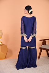 Sunehri Blue Sharara Set