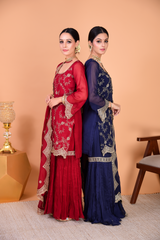 Sunehri Maroon Sharara Set