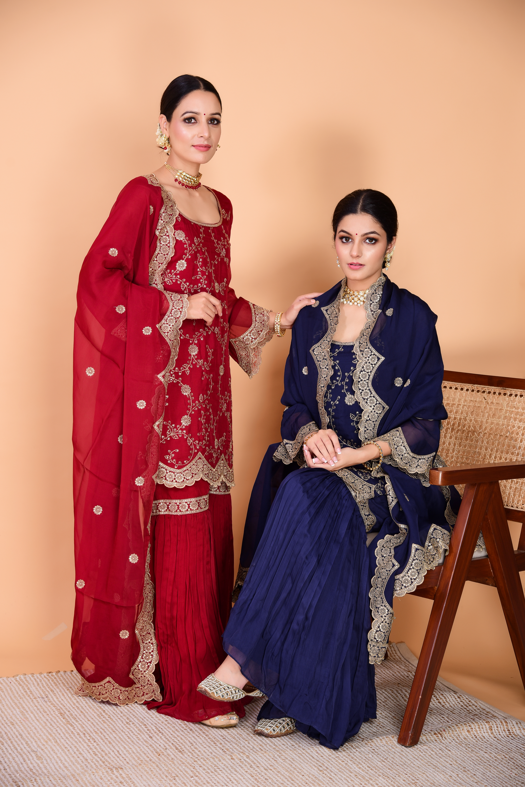 Sunehri Maroon Sharara Set