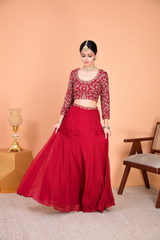 Sunehri Maroon Lehenga Set