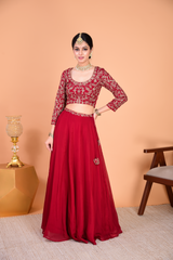 Sunehri Maroon Lehenga Set