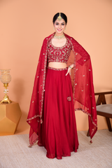 Sunehri Maroon Lehenga Set