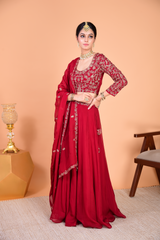 Sunehri Maroon Lehenga Set