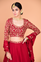 Sunehri Maroon Lehenga Set