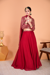 Sunehri Maroon Lehenga Set