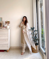 Agrima Kumar in Hazel Beige Chanderi Suit Set