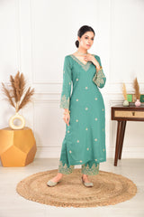 Pine Green Chanderi Silk Suit Set