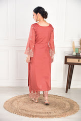 Rust Chanderi Silk Suit Set