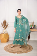 Pine Green Chanderi Silk Suit Set