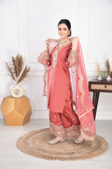 Rust Chanderi Silk Suit Set