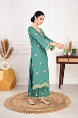 Pine Green Chanderi Silk Suit Set