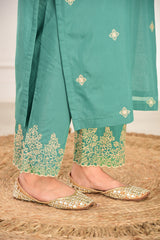 Pine Green Chanderi Silk Suit Set
