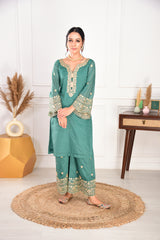 Pine Green Chanderi Silk Suit Set