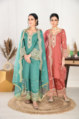 Pine Green Chanderi Silk Suit Set