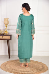 Pine Green Chanderi Silk Suit Set