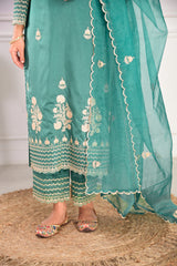 Pine Green Chanderi Silk Suit Set