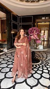 Deviya Singh Choudhary in Walnut Brown Chanderi Silk Suit Set