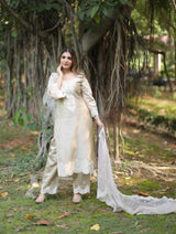 Priyanka Kamboj in Hazel Beige Chanderi Suit Set