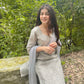 Aksha Pathak in Silver Grey Chanderi Suit Set