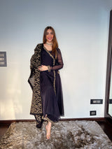 Shreya Lakhani in Sunehri Black Angrakha Anarkali Set