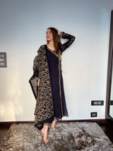 Shreya Lakhani in Sunehri Black Angrakha Anarkali Set