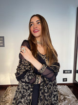 Shreya Lakhani in Sunehri Black Angrakha Anarkali Set